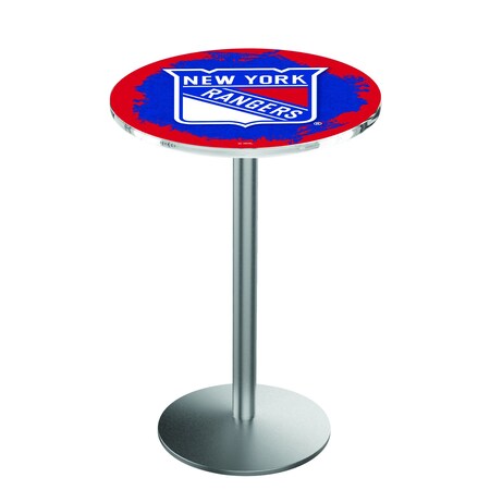 Holland Bar Stool Co 42" Stainless Steel New York Rangers Pub Table L214S4228NYRang